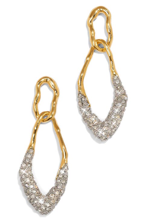 Solanales Crystal Pavé Double Link Earrings