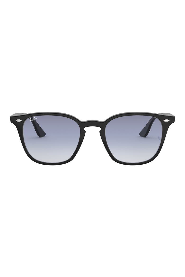 52mm Square Sunglasses, Main, color, BLACK / LIGHT BLUE