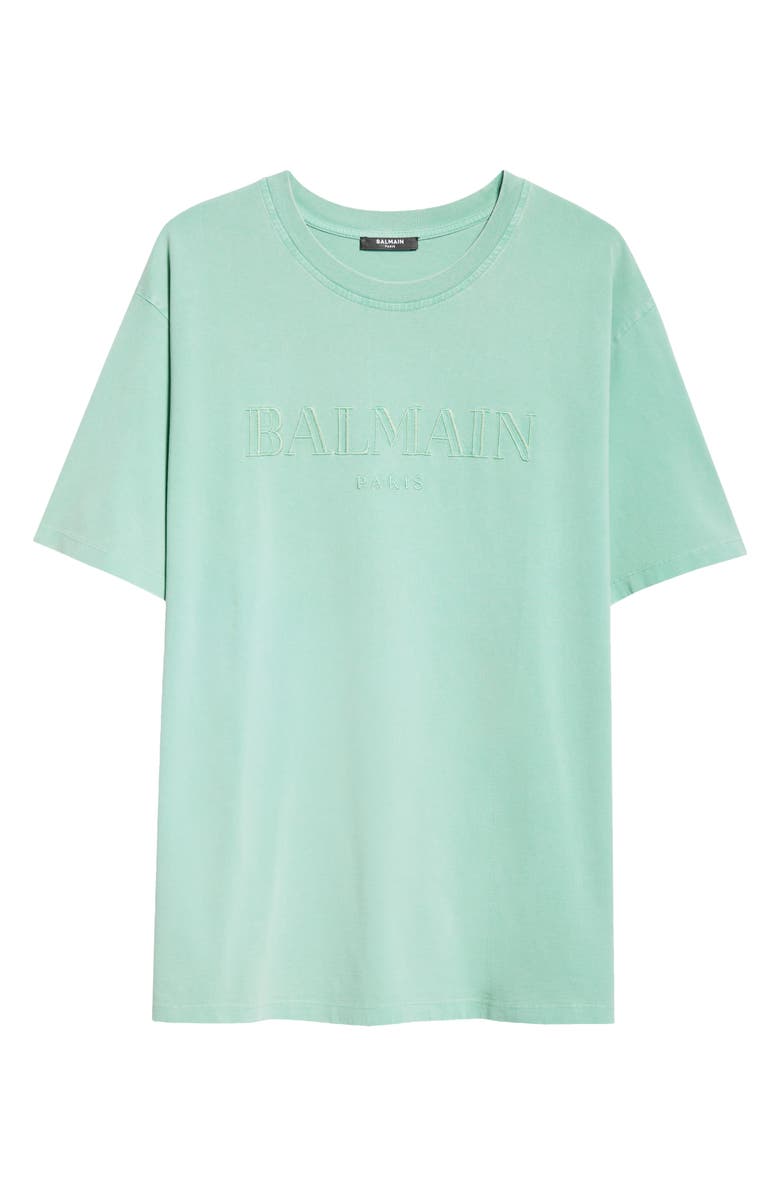 Balmain Embroidered Logo Organic Cotton T-Shirt, Alternate, color, 