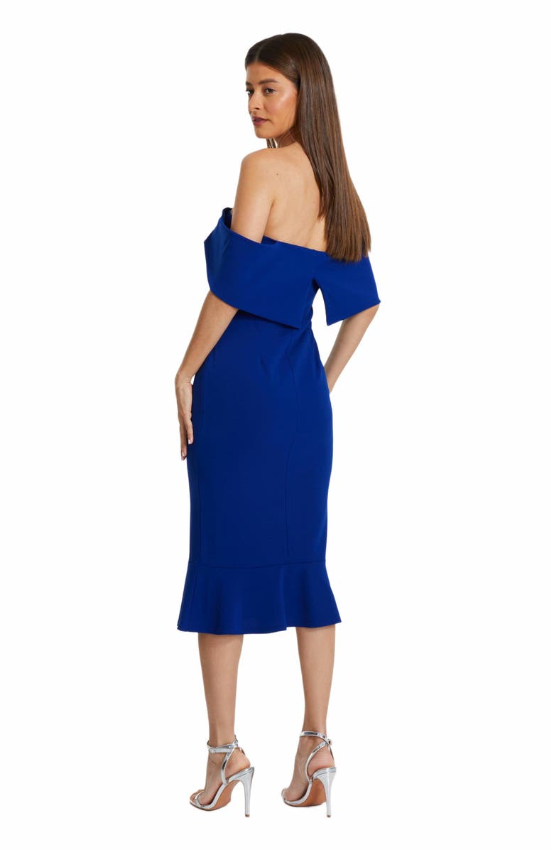 QUIZ Bardot Midi Dress With Frilled Hem, Alternate, color, 
