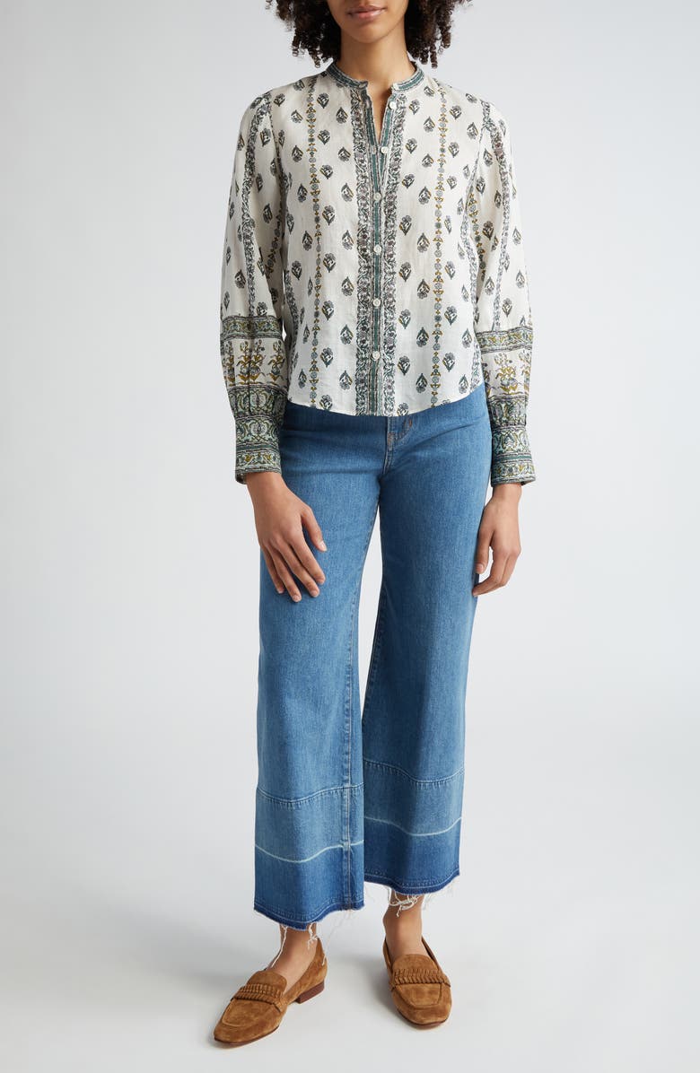 Veronica Beard Thorp Mixed Floral Ramie Button-Up Shirt, Alternate, color, 