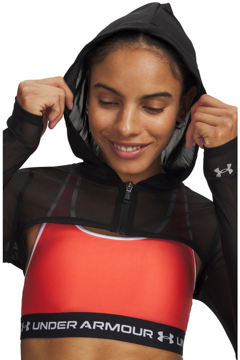 Vanish Elite Mesh Full Zip Crop Hoodie, Alternate, color, BLK