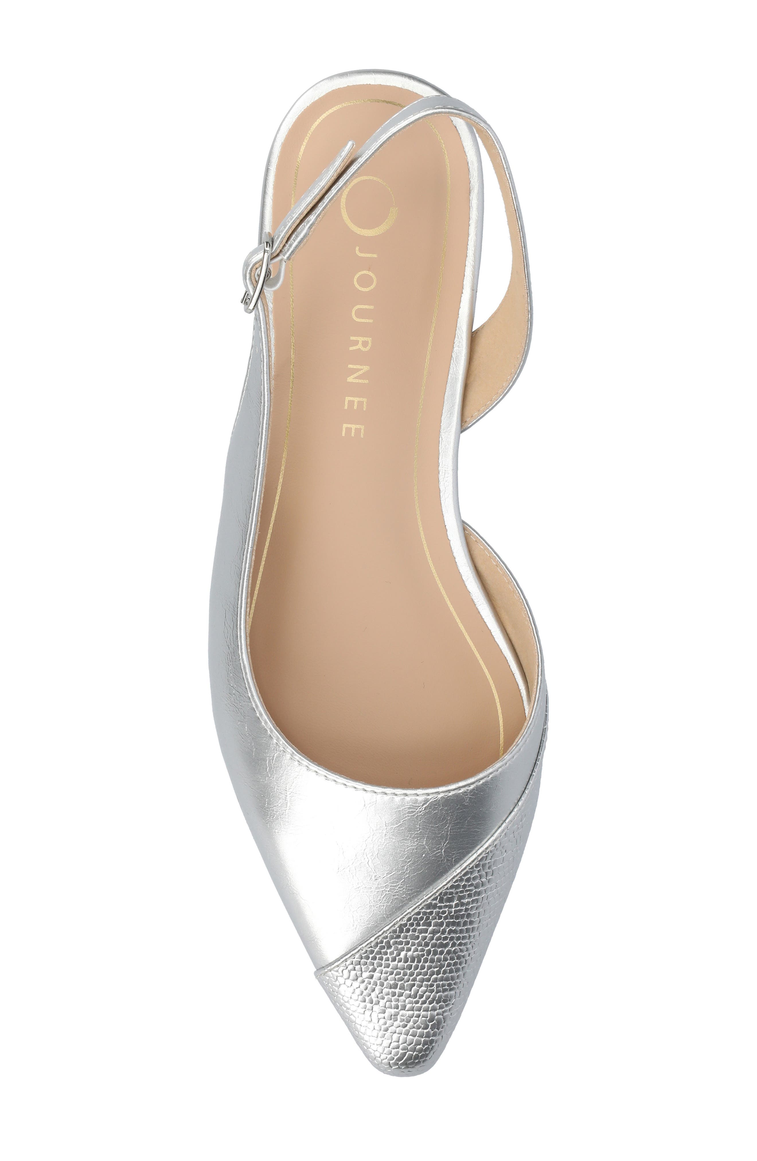 Daphnne Cap Toe Slingback Flat, Alternate, color, SILVER
