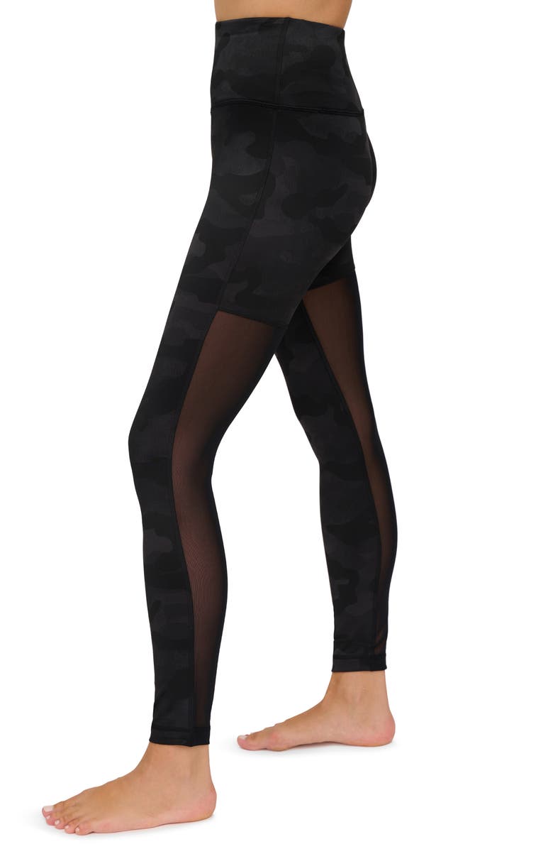 90 DEGREE BY REFLEX High Waist Mesh Panel Leggings, Alternate, color, 
