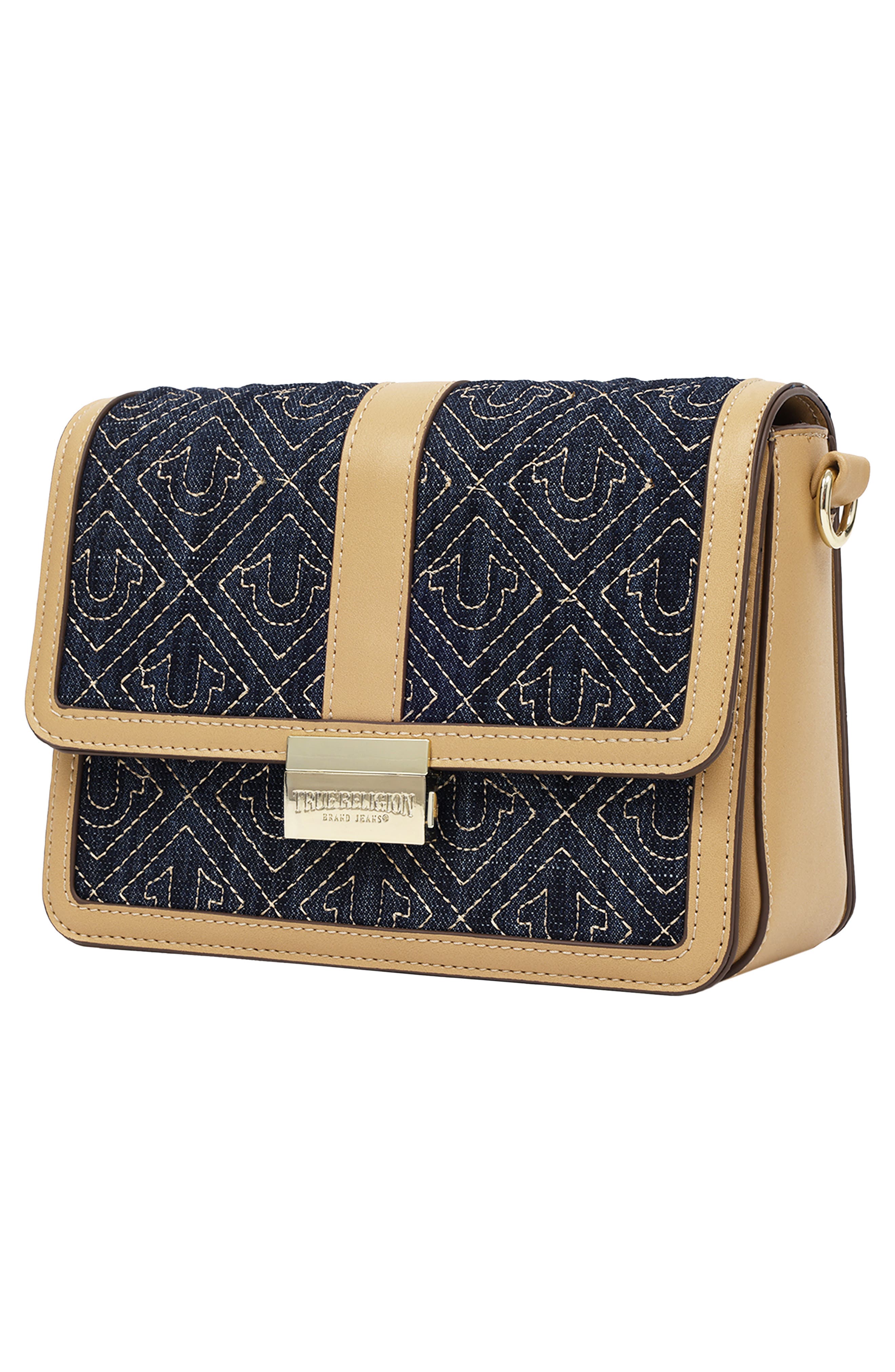 Logo Lock Modern Flap Crossbody Bag, Alternate, color, DARK DENIM