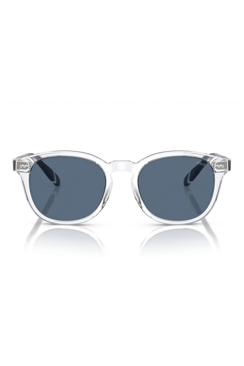 52mm Phantos Sunglasses, Main, color, SHINY CRYSTAL / DARK BLUE