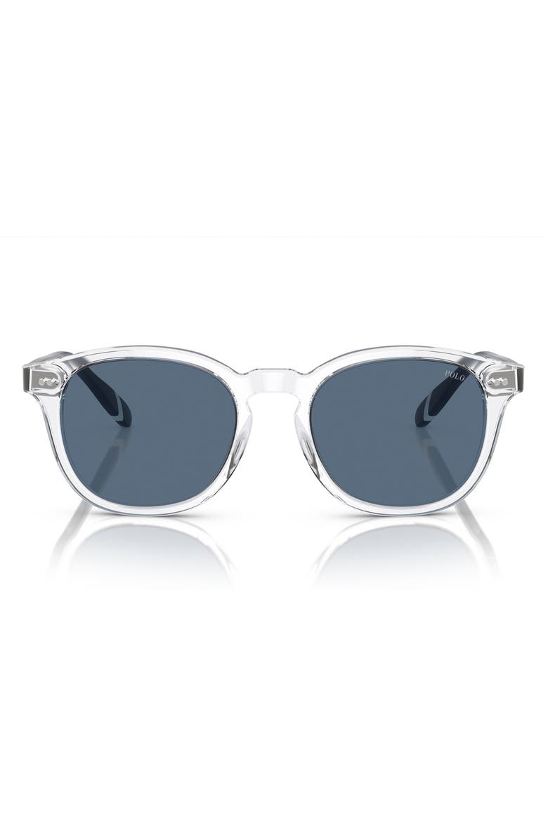 Polo Ralph Lauren 52mm Phantos Sunglasses, Main, color, Shiny Crystal / Dark Blue