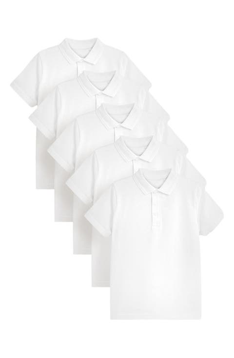Kids' 5-Pack Uniform Cotton Polo Shirts