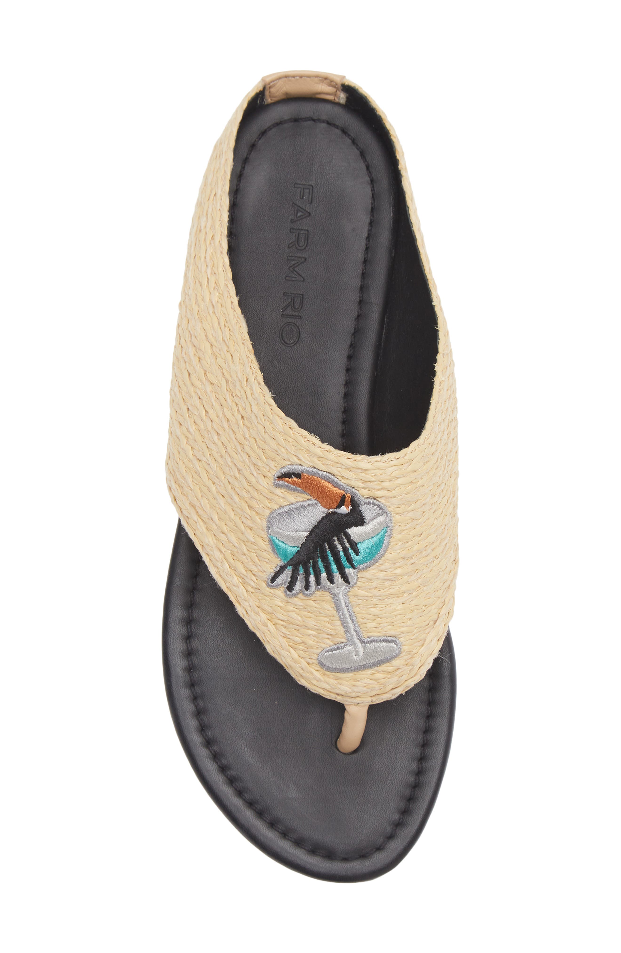 FARM Rio Icons Raffia Flip Flop, Alternate, color, Tucan Black