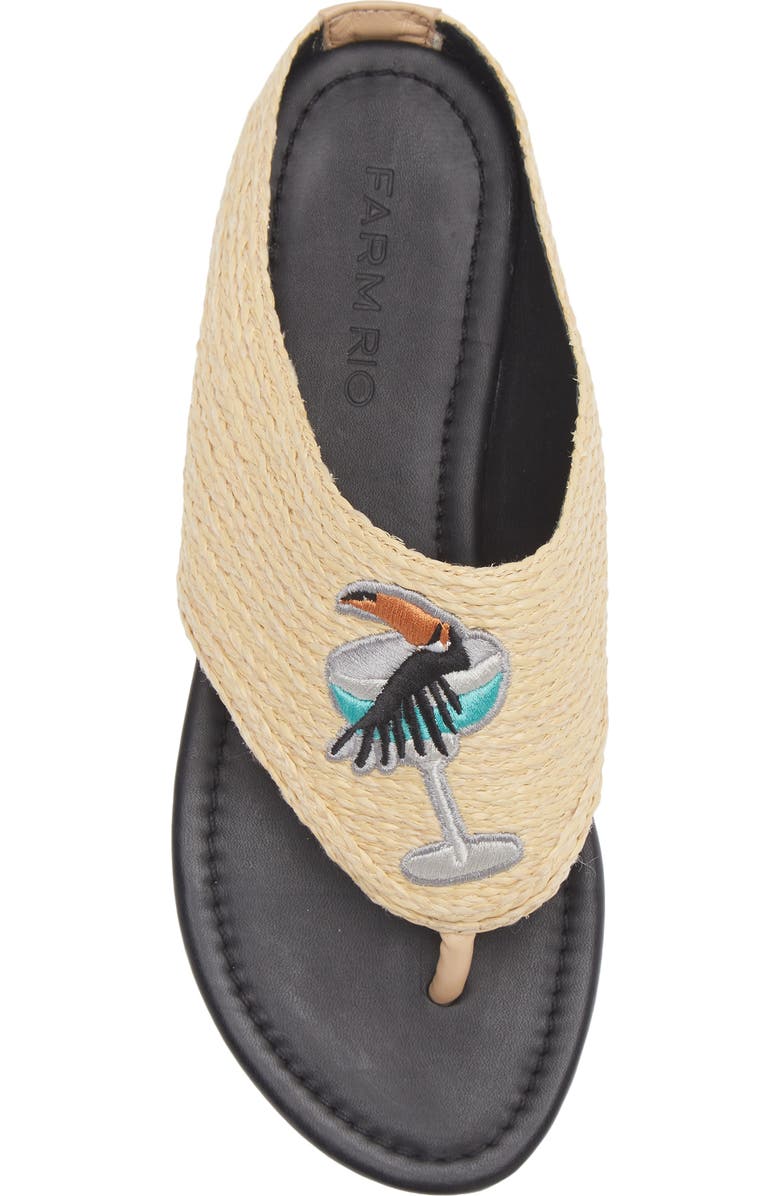 FARM Rio Icons Raffia Flip Flop, Alternate, color, Tucan Black
