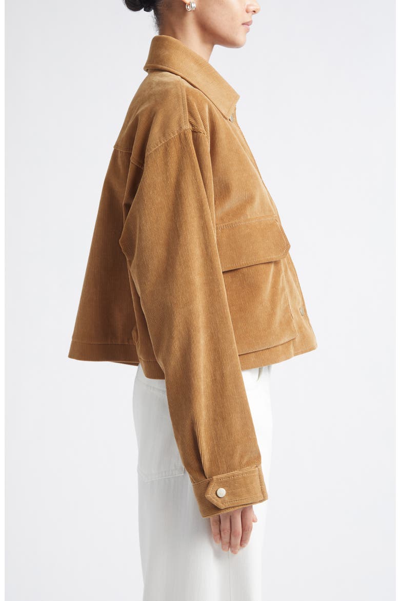 Crop A-Line Organic Cotton Corduroy Jacket, Alternate, color, CARAMEL
