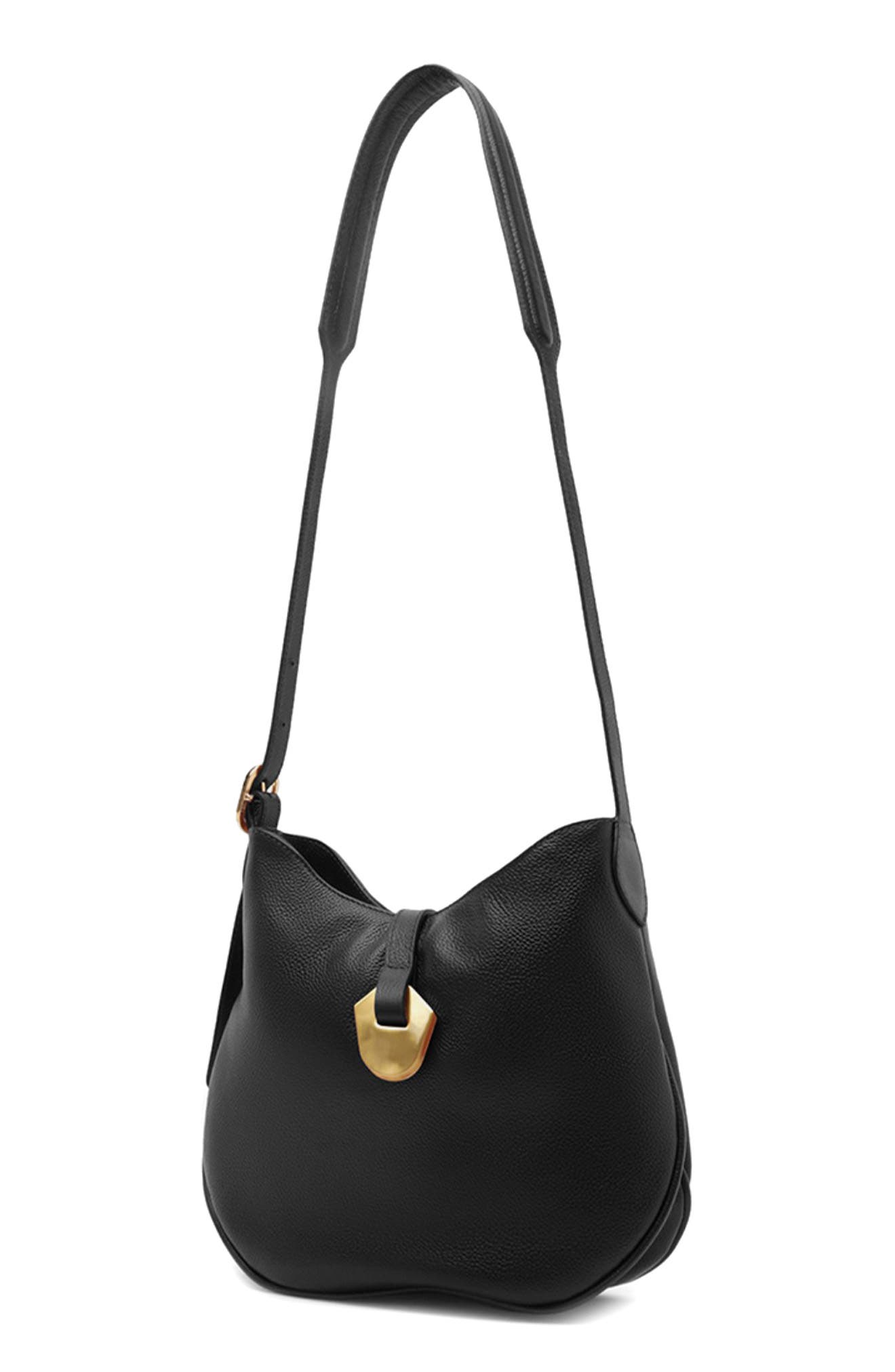 Arezzo Medium Sabrina Leather Crossbody Bag, Alternate, color, Black