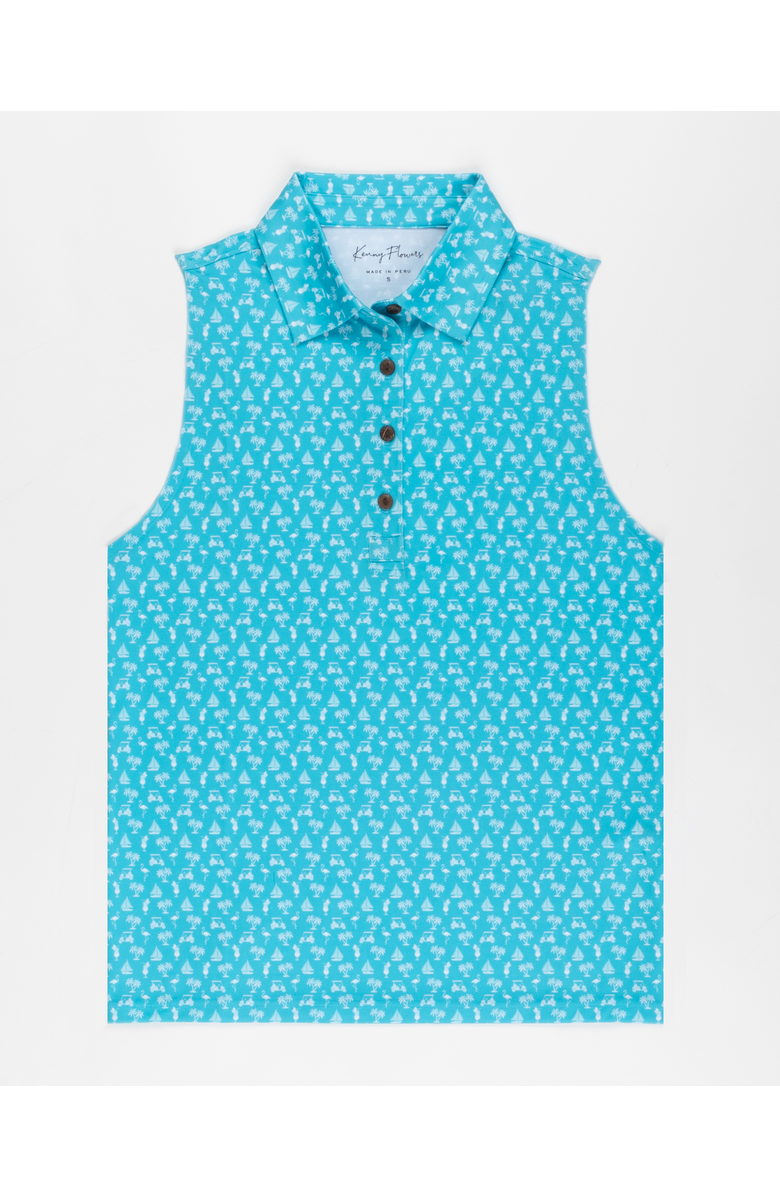 Kenny Flowers The Afternoon Round - Aqua - Ladies Sleeveless Golf Polo, Alternate, color, Aqua