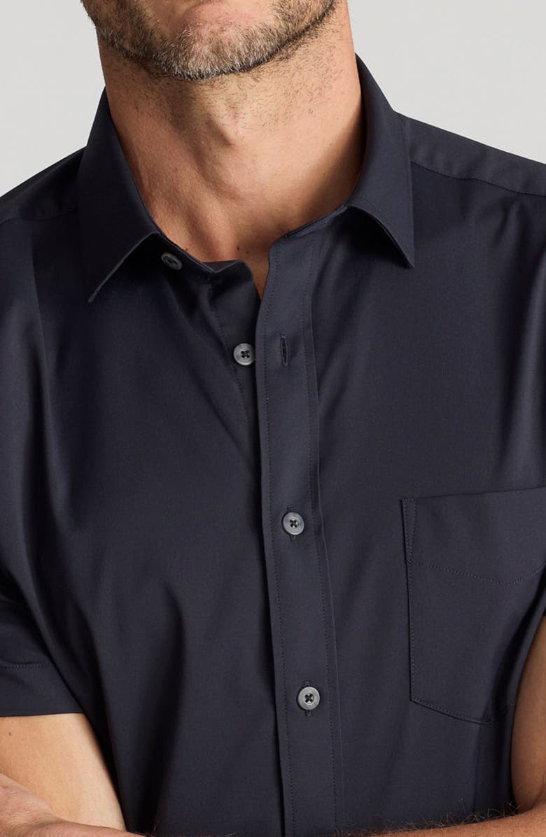 UNTUCKit Gironde Short Sleeve Performance Button-Up Shirt, Alternate, color, Black