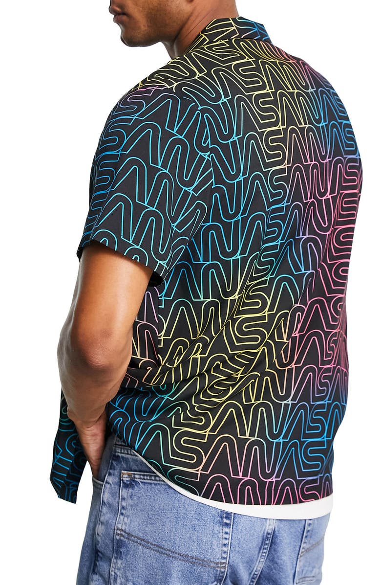 ASOS DESIGN NASA Relaxed Fit Short Sleeve Button-Up Camp Shirt, Alternate, color, 