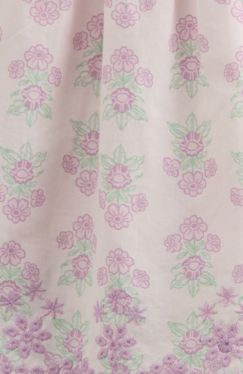 Nordstrom Scalloped Gingham Check Cotton Top & Bloomers, Alternate, color, Purple Tint Stamped Floral