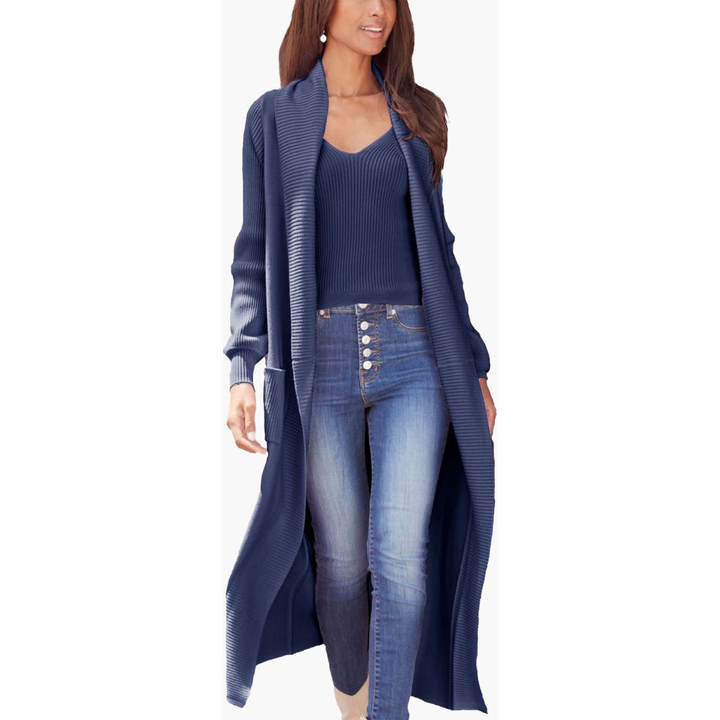 Lascana Long Knit Cardigan In Blue