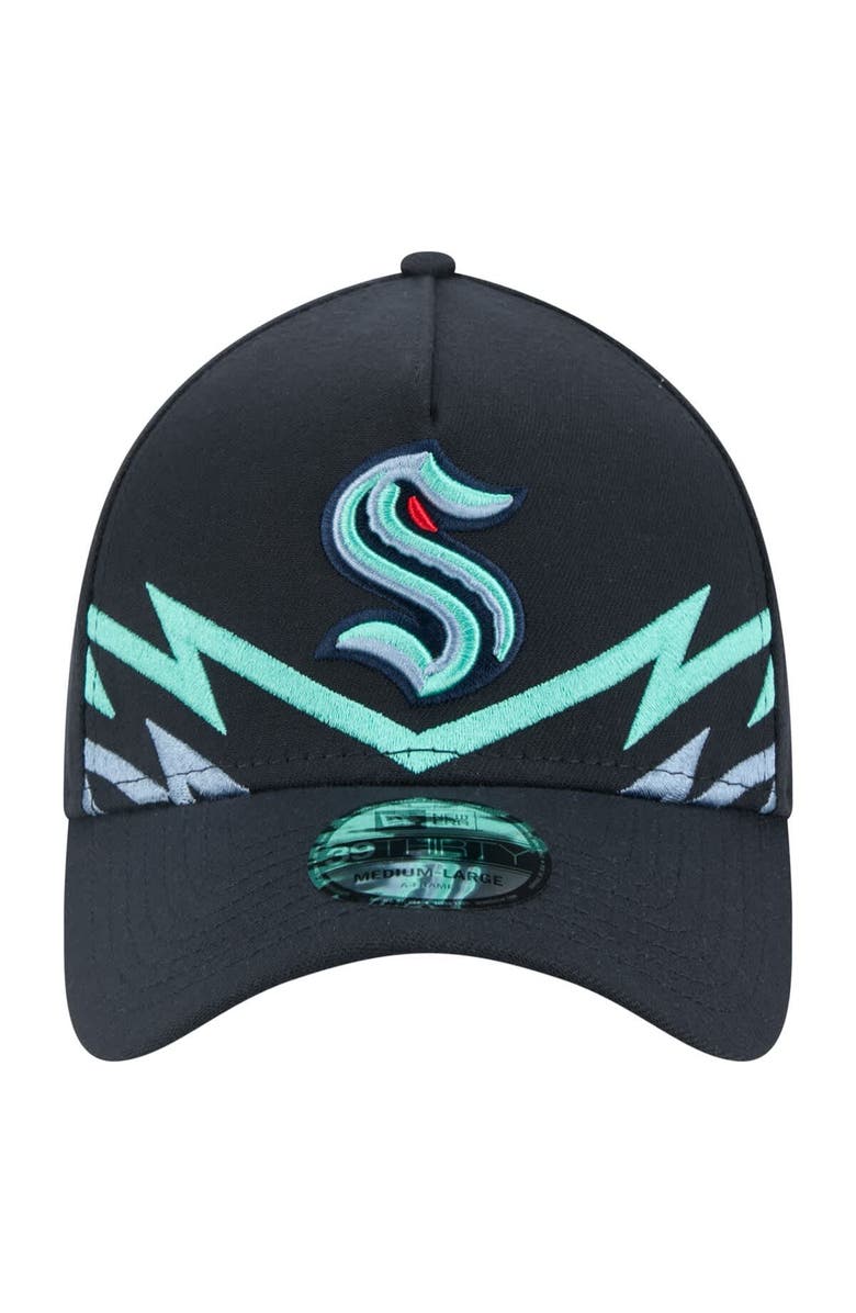 New Era Men's New Era Deep Sea Blue Seattle Kraken Zig Zag 39THIRTY A-Frame Perforated Flex Hat, Alternate, color, Navy