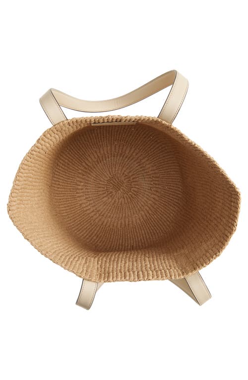 Chloé Large Horse Medal Basket Tote Bag In Paper And Leather In Deep Ivory