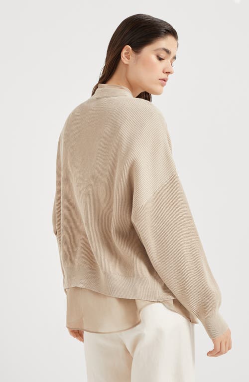 Brunello Cucinelli Cardigan With Multilayer In Biscuit