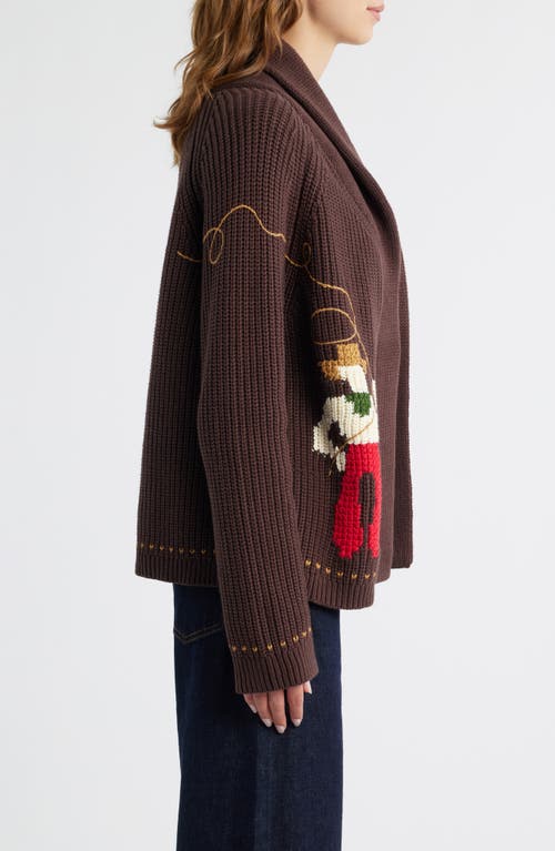 The Great . The Lasso Lodge Cotton Blend Cardigan In Brown