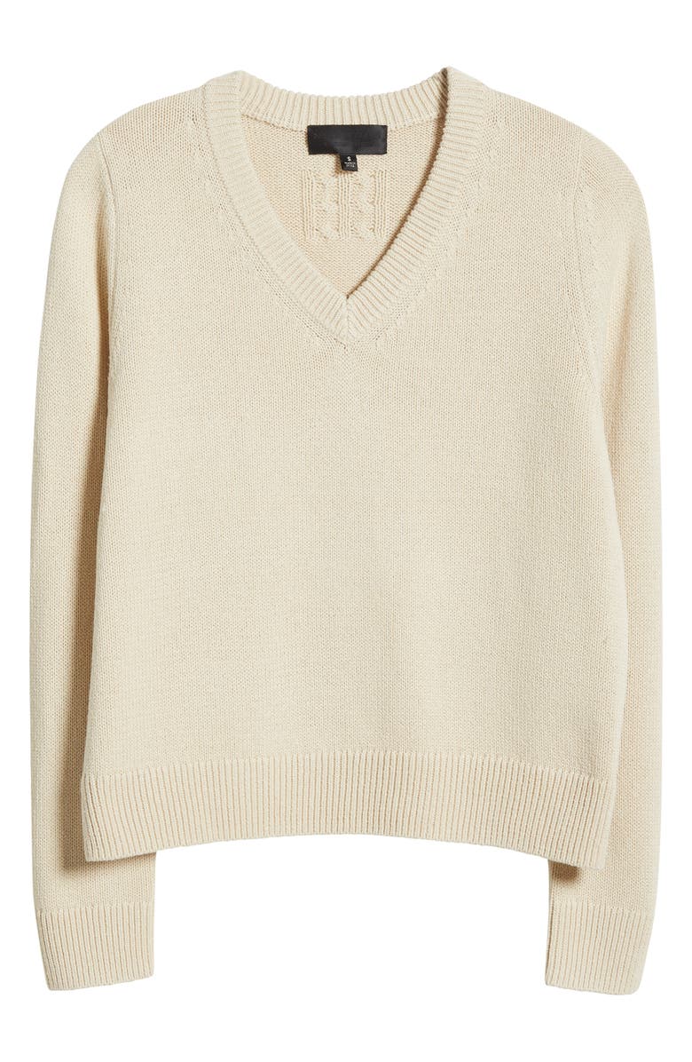 Nili Lotan Priya Cotton & Silk V-Neck Sweater, Alternate, color,