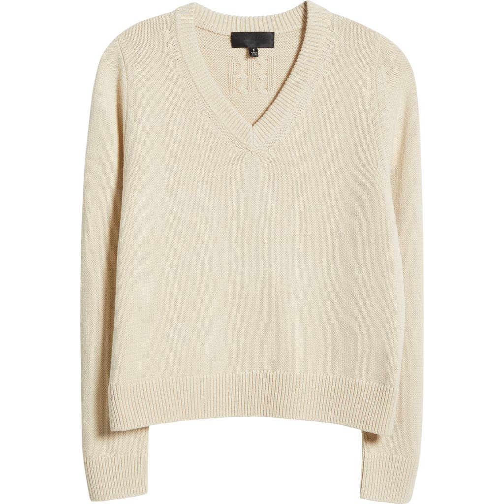 Nili Lotan Priya Cotton & Silk V-neck Sweater In Ecru