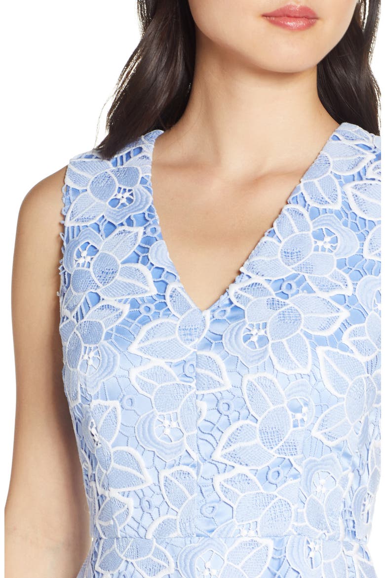 Sleeveless Lace Fit & Flare Dress, Alternate, color, BLUE