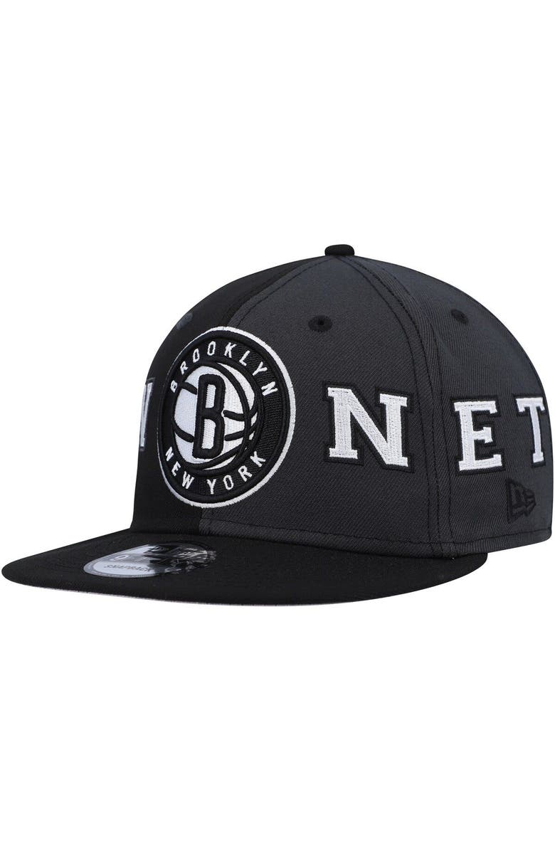 New Era Men's New Era Black Brooklyn Nets Team Split 9FIFTY Snapback Hat, Main, color, 