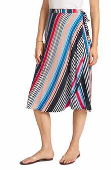 Striped Midi Wrap Skirt