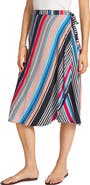 matty m. Striped Midi Wrap Skirt