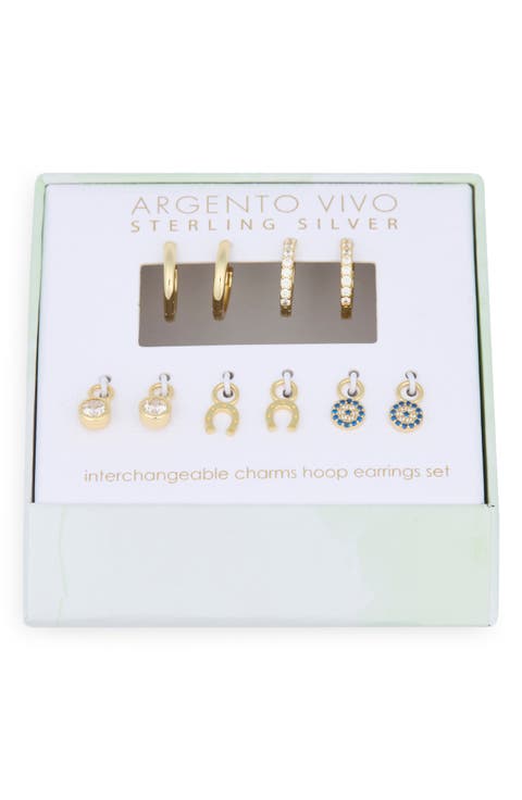 Mixed CZ Charms & 2-Pack Huggie Hoop Earrings