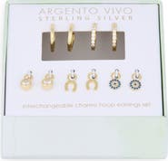 Argento Vivo Sterling Silver Mixed CZ Charms & 2-Pack Huggie Hoop Earrings