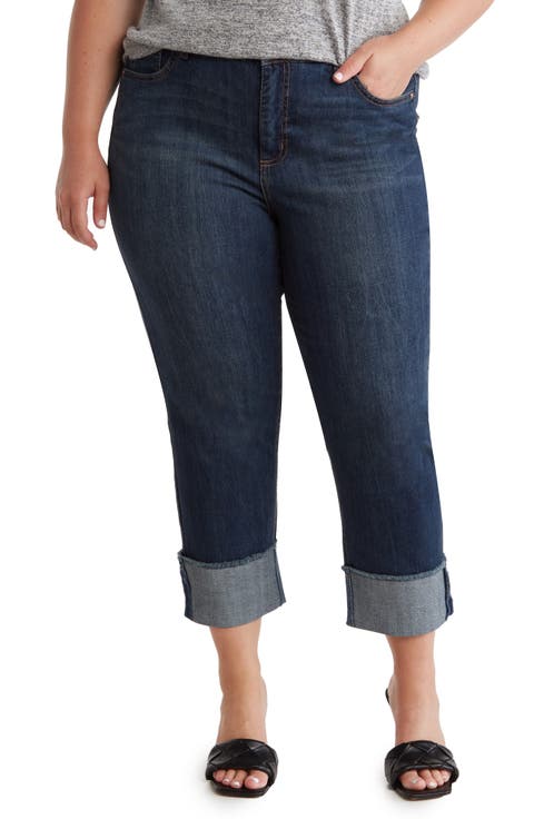 Slim Straight Cuff Denim Jeans (Plus Size)