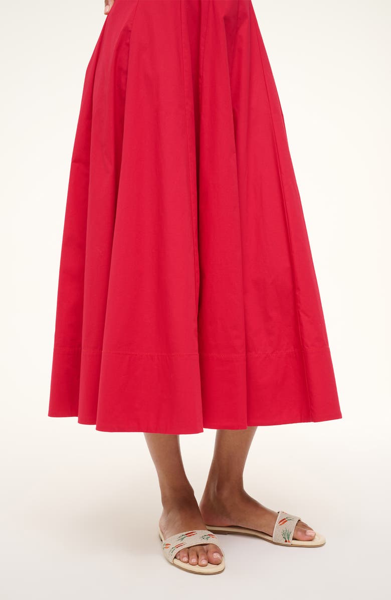 STAUD Wells Sleeveless Stretch Silk Midi Dress, Alternate, color, Cherry