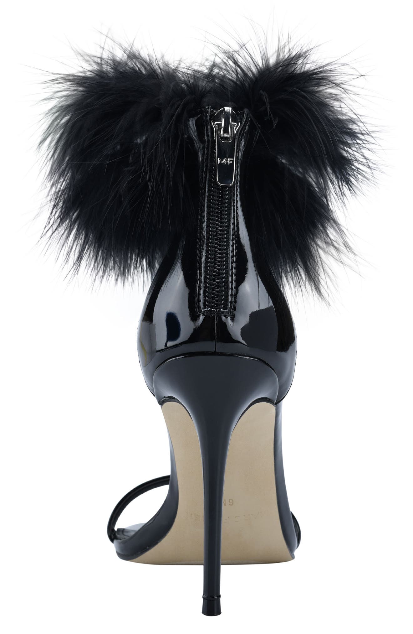 Marc Fisher Genivy Feather Ankle Strap Stiletto Sandal, Alternate, color, 