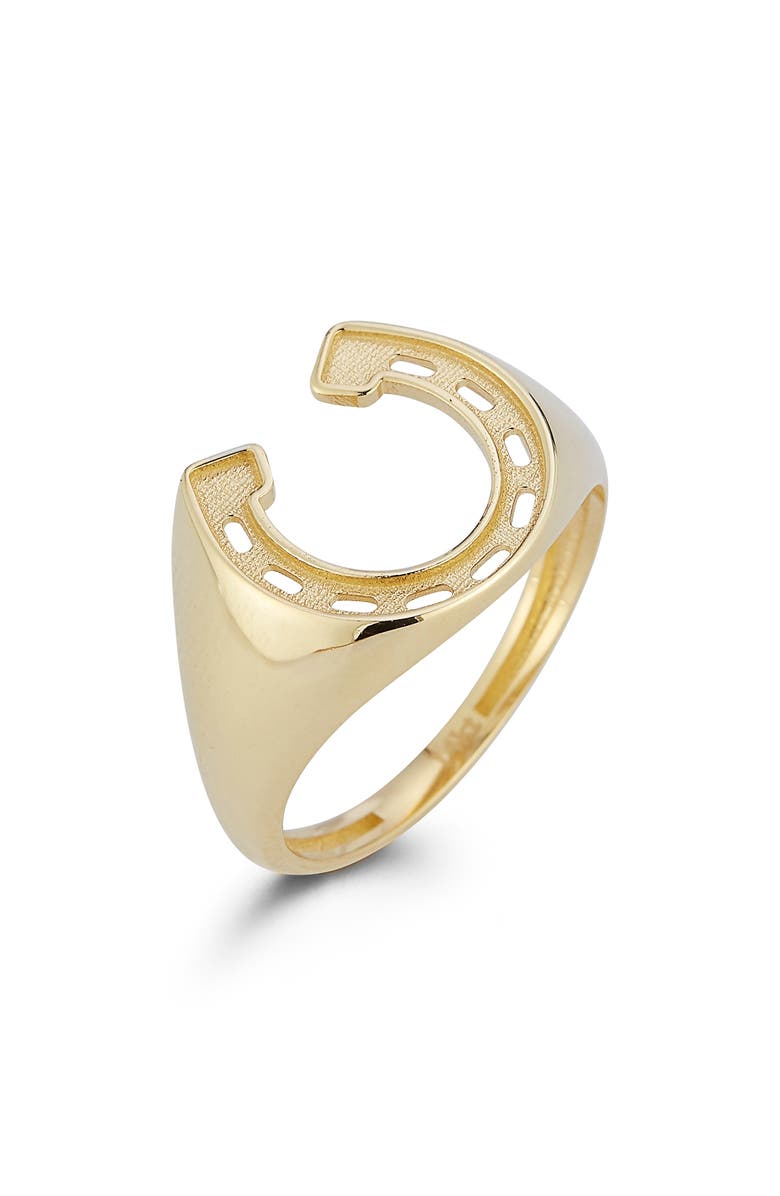 Ember Fine Jewelry 14K Gold Horseshoe Signet Ring, Alternate, color, Gold
