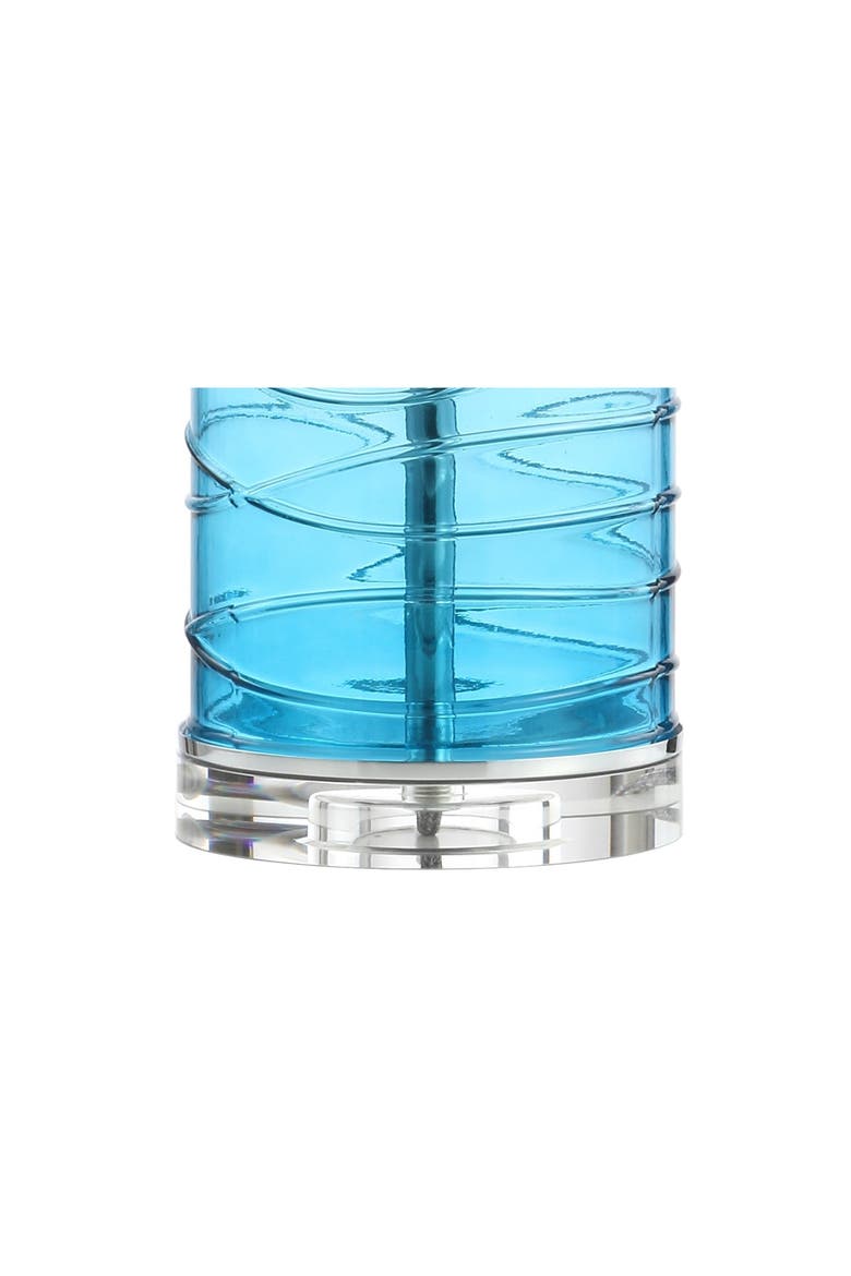 Cole 27.5" Modern Fused Glass Cylinder LED Table Lamp, Alternate, color, Turquoise