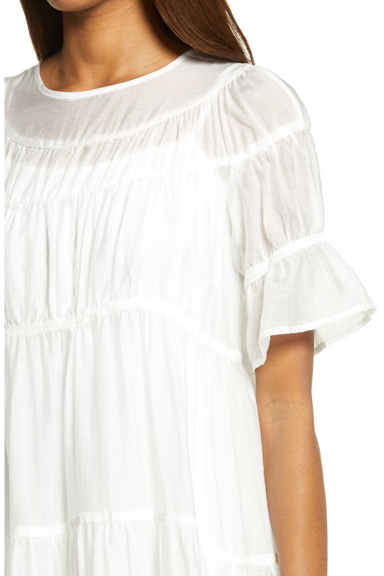 Lizzo Tiered Taffeta Dress, Alternate, color, WHITE