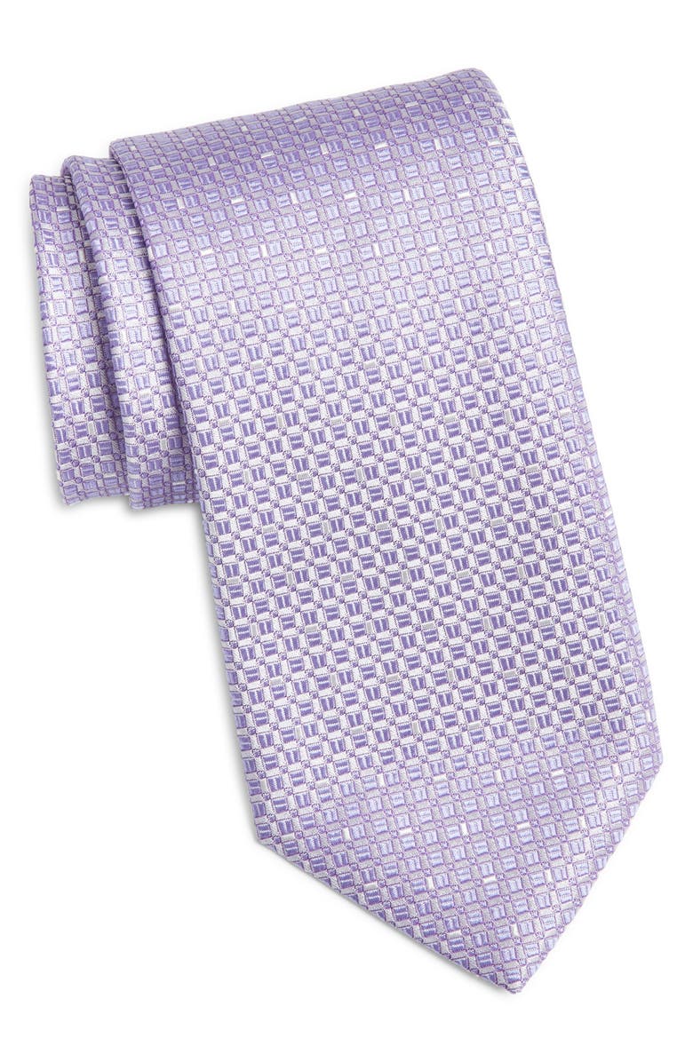 Canali Neat Silk Tie, Main, color, Light Purple