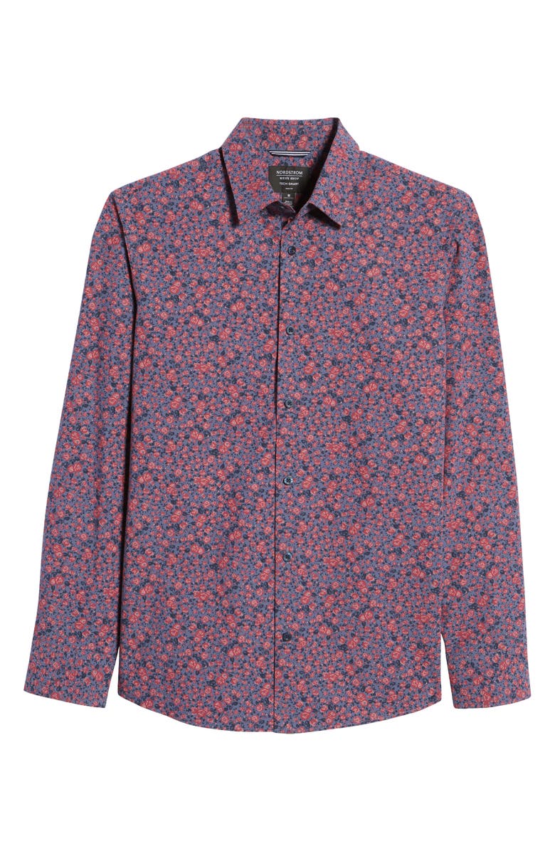 Nordstrom Tech-Smart Trim Fit Floral Button-Up Shirt, Alternate, color, 
