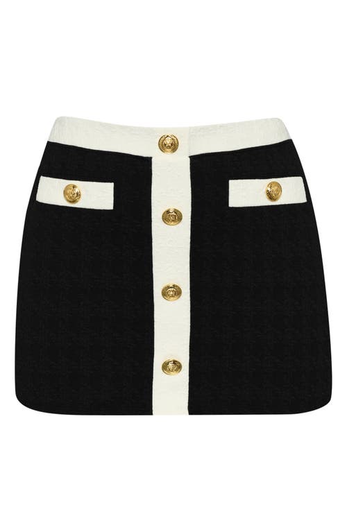 L Agence Coco Colorblock Chic Mini Skirt In Black