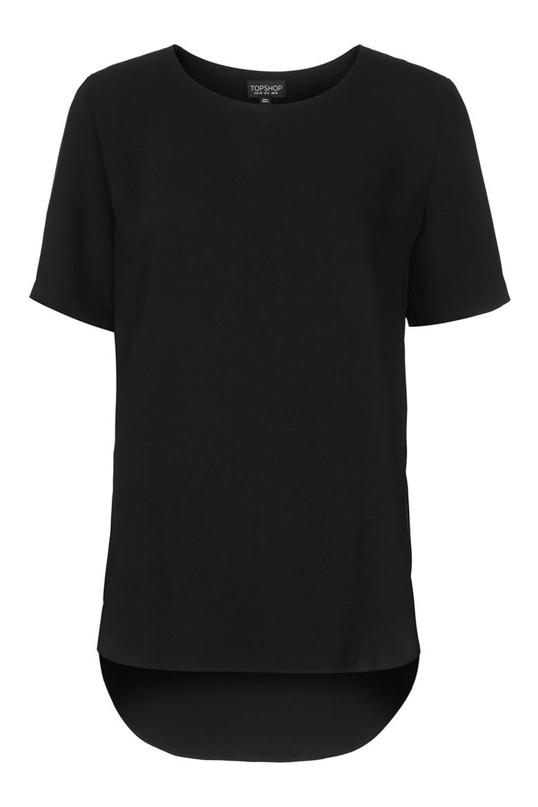 Split Side High/Low Top, Alternate, color, BLACK