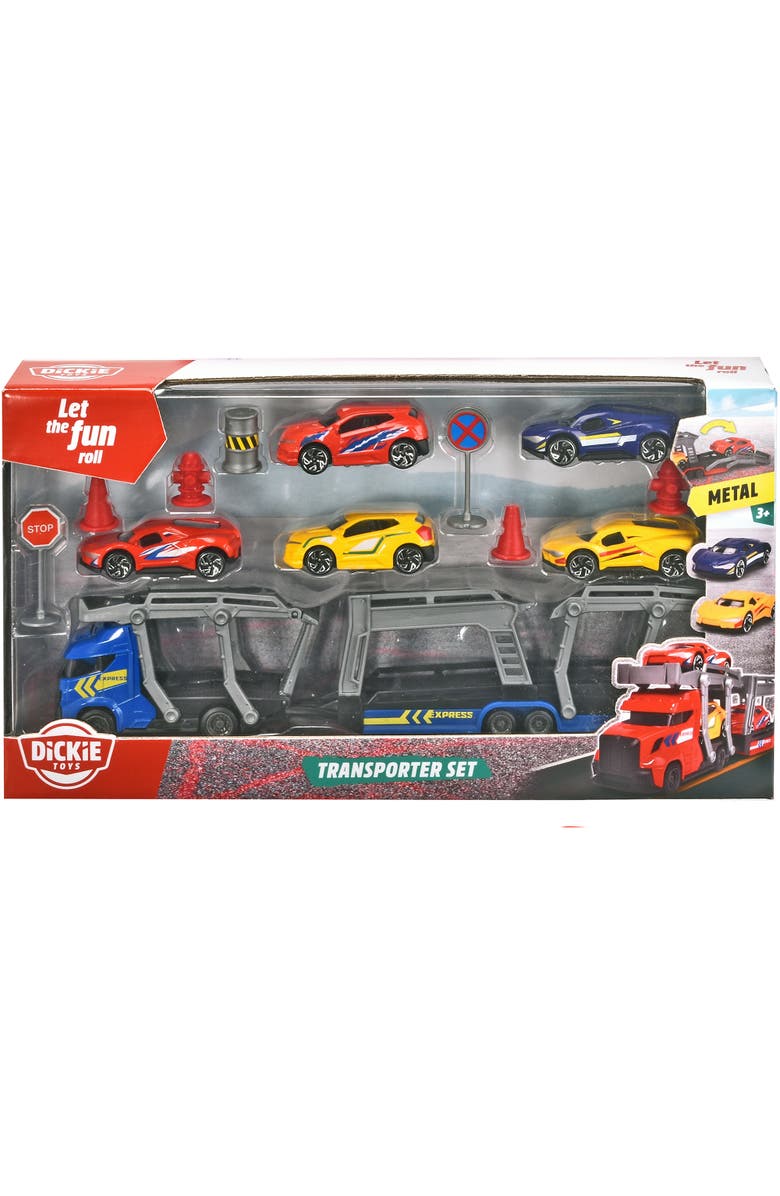 Dickie Toys HK Ltd Transporter Set With 5 Diecast Cars, Alternate, color, 