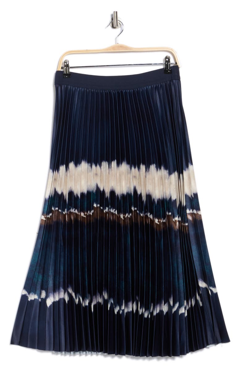 T Tahari Pleated Pull-On Skirt, Alternate, color, Navy Blue Dip Dye
