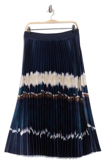 T Tahari Pleated Pull-on Skirt In Blue