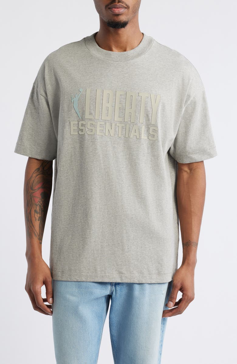 Fear of God Essentials x WNBA New York Liberty Graphic T-Shirt, Main, color, Warm Heather