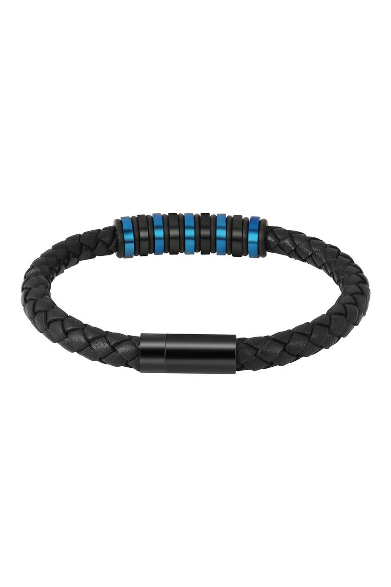 Men's Ornaments Braided Leather Bracelet, Alternate, color, BLUE