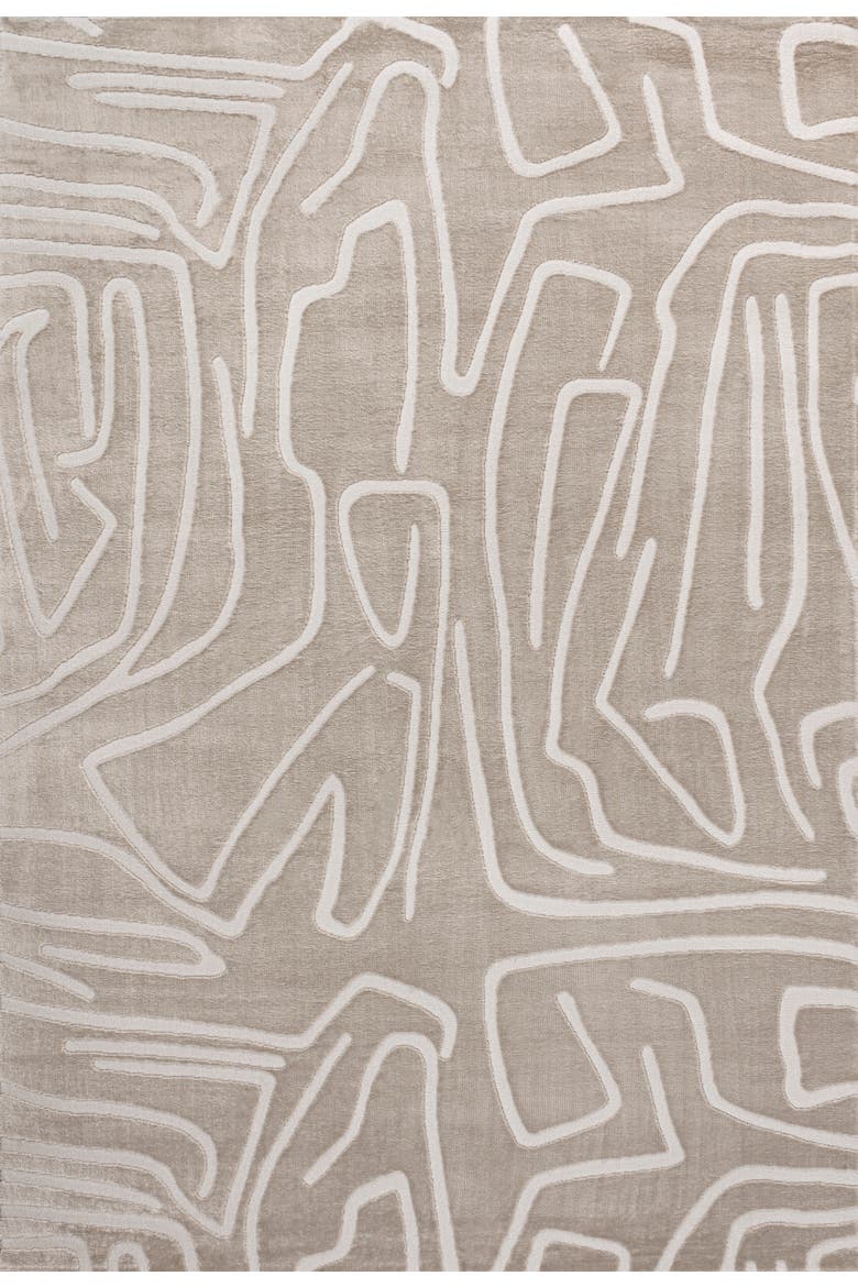 Alcina Modern Scandinavian Graphic Lines High-Low Area Rug, Main, color, Beige/Cream
