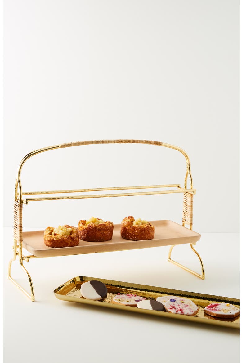 Anthropologie Affara Tiered Serving Stand, Alternate, color, GOLD